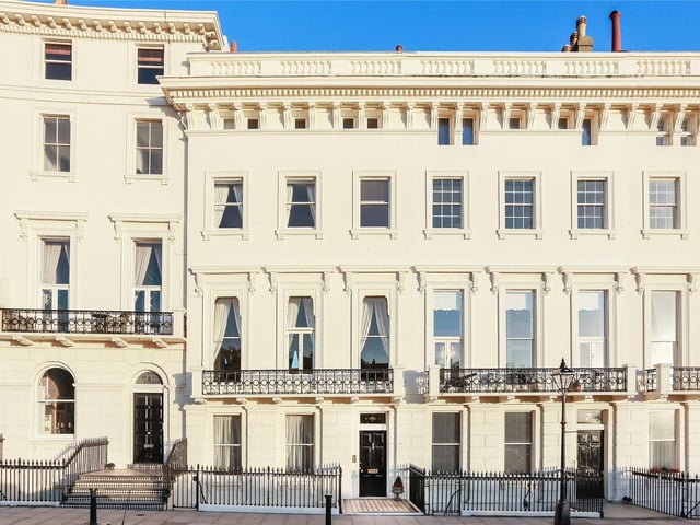 This self-contained apartment features five bedrooms, five bathrooms and four reception rooms, and is beautifully decorated throughout, with the added benefit of a top floor roof terrace and sea views. Price: £3,000,000.
