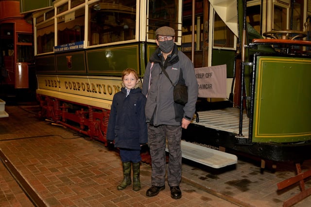 Samuel Barber, aged eight, with Patrick Barber, at Crich Tramway Museum