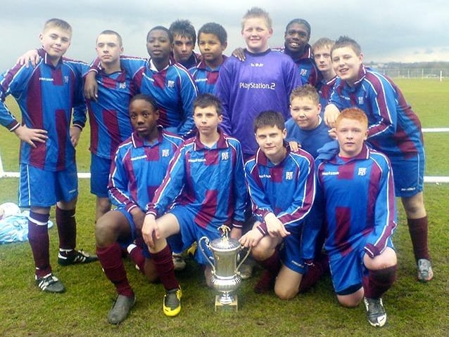 Hinde House League and Cup Winners Y9 (under 14) boys football team, on May 21, 2008