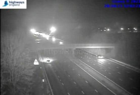 The M1 was closed for around two and a half hours following the collision (pic: Highways England)