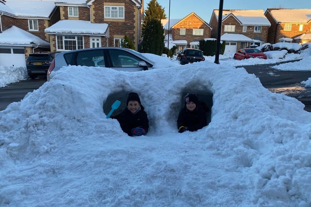 Reader Jan sent through a photo of her nine-year-old son and his neighbour after they made themselves their own igloo to camp out in, in Frecheville.