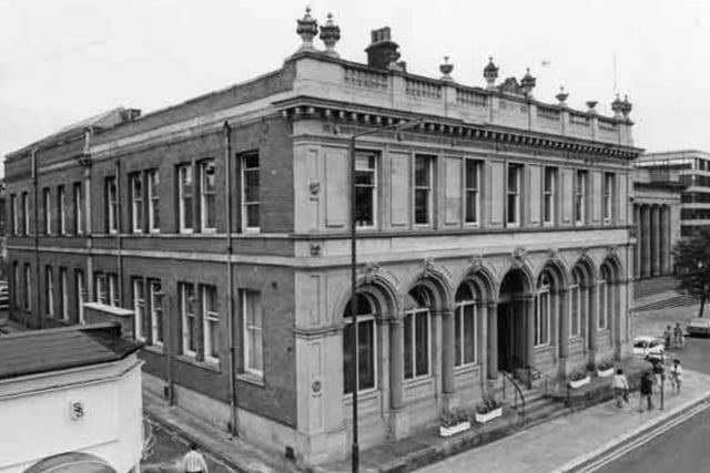 Sheffield Water Works Company offices, on Division Street, which later became Transport Offices (known as Cambridge House) and is today a Wetherspoons pub, pictured in July 1982