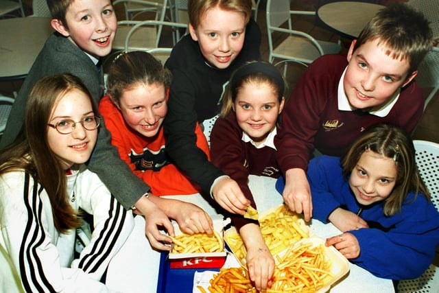 Youngsters tuck into the chips at Meadowhall Oasis for a chip taste test