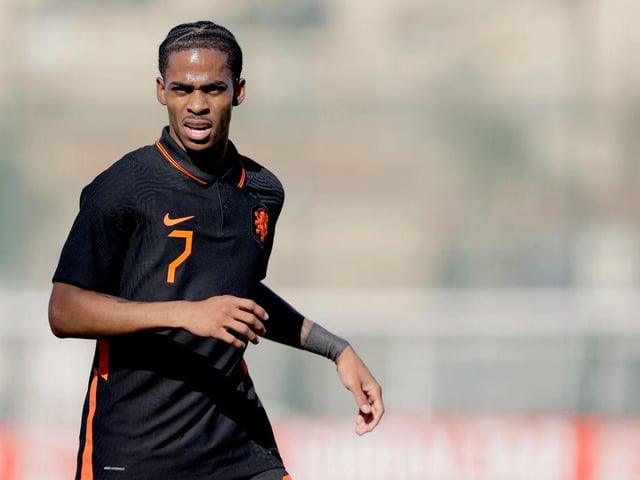 VICTORIA, GIBRALTAR - NOVEMBER 15: Crysencio Summerville of Holland U21 during the U21 Men match between Gibraltar v Holland at the Victoria Stadium on November 15, 2021 in Victoria Gibraltar (Photo by David S. Bustamante/Soccrates/Getty Images)