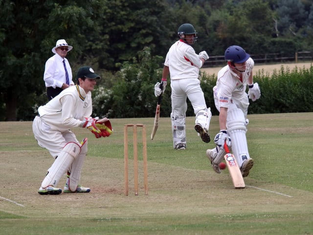 Welbeck's Ryan Haywood beats the throw as he scampers through for a single.