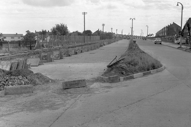 A dual carriageway was on the way at Leechmere Road in 1964 and here's the view while work was under way.