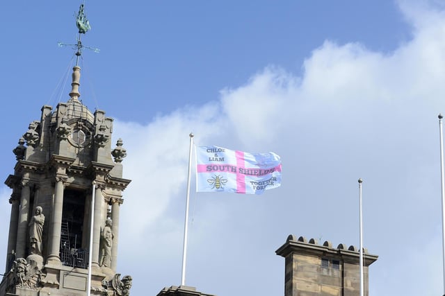 South Shields Town Hall fly the Chloe and Liam Together Forever flag on the third anniversary.