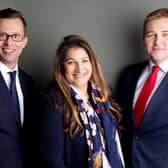From left: managing partner James Brown, Sheffield office lead Alison Fernandes and senior partner Sam Hall.