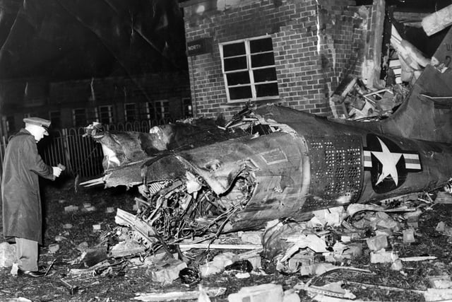 This was the remains of a USAF Thunderstreak jet which crashed into Lodge Moor Hospital on Dec 10th 1955