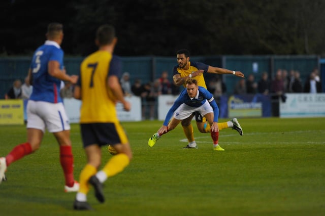 Tom Naylor is fouled during Tuesday night's friendly. Picture: Sarah Standing (010920-6551)