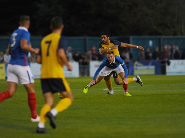 Tom Naylor is fouled during Tuesday night's friendly. Picture: Sarah Standing (010920-6551)