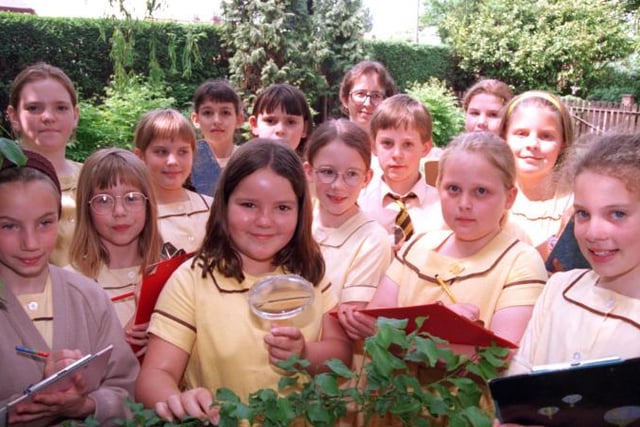 Mrs Gill Stirland with her class at St Mary's in 1996. They had won the naturalist award from Sandall Beat Wood.