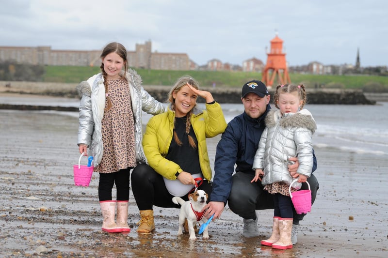 The Teasdale family enjoying a trip to Littlehaven Beach in South Shields.