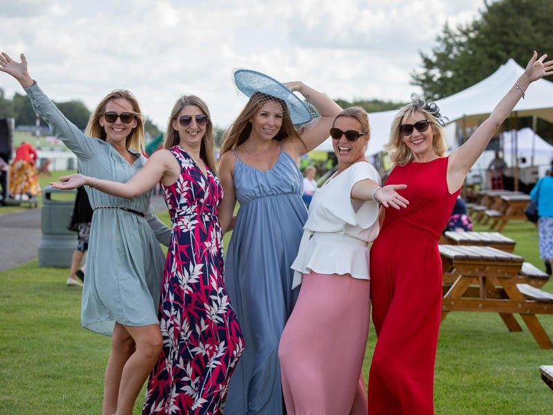 Ladies Day at Qatar Goodwood Festival, Goodwood on 29th July 2021
Pictured: Friends enjoying themselves at Goodwood
Picture: Habibur Rahman
