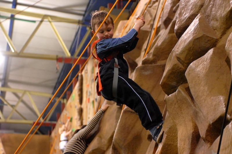 A young climber reaches impressive heights on the wall at Simonside Youth Centre in this flashback photo from 2010.