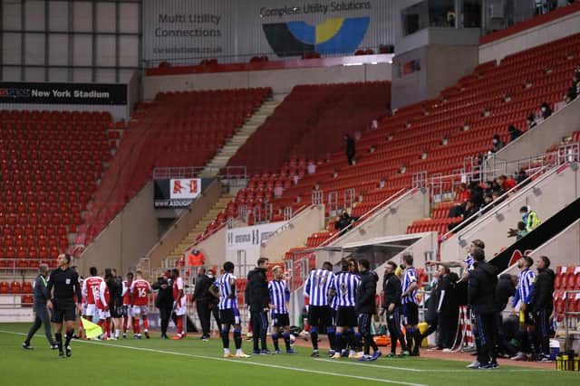 A bizarre stoppage from Rotherham United v Sheffield Wednesday. (Photo by Alex Pantling/Getty Images)