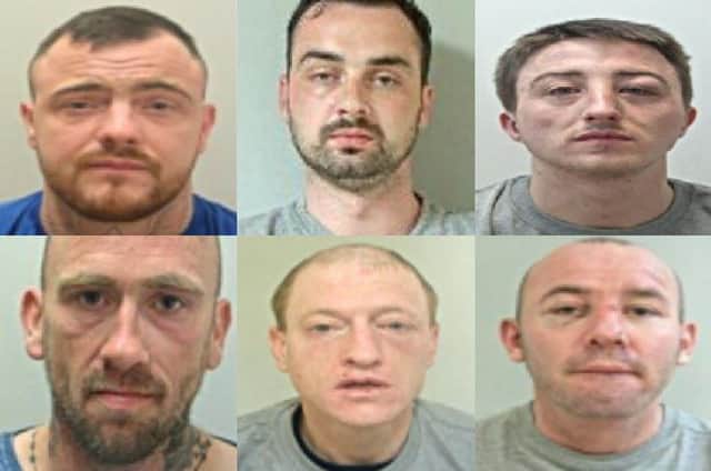 These are six of the most wanted men in Lancashire. (Credit: Lancashire Police)