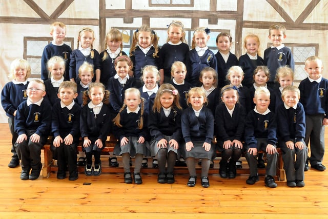 Miss Pickering's reception class St Gregory's RC Primary School - and what a smart line-up it is.