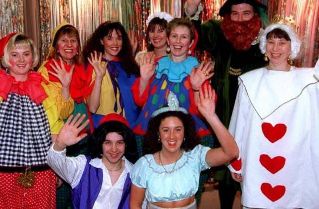 Staff at Living Store, Duyke Street in 1996 dressing up for Christmas.