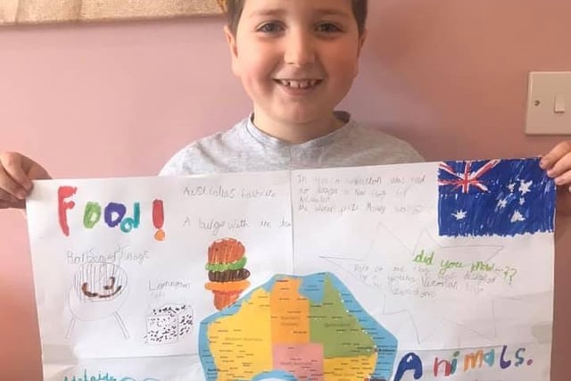Dexter, of Westoe Crown School, with his project on Australia.