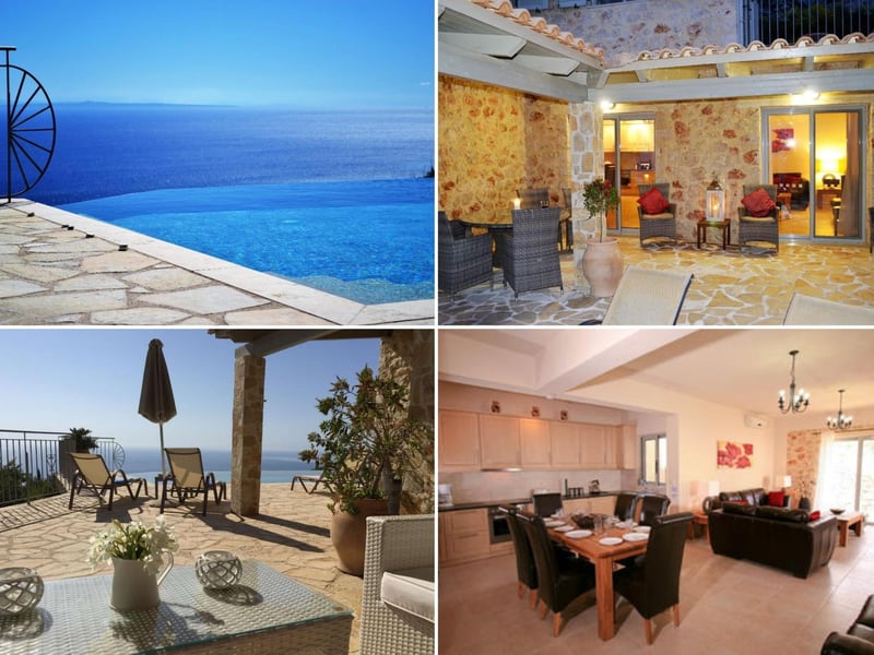 Just £370,000 will get you a slice of paradise on the stunning Greek island of Caphalonia - where Hollywood film Captain Corelli's Mandolin was shot. This luxury villa is perched on a hill overlooking the sea, with three bedrooms, three bathrooms, gated entry, a luxury fitted kitchen, plenty of outdoor space, and a shimmering infinity pool.