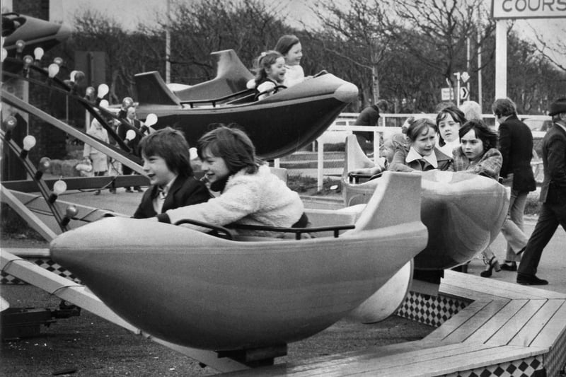 These youngsters looked like they were having a great time on the Lunajet ride in 1974.
