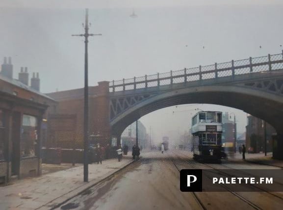 Attercliffe Road railway bridge in the late 1920s