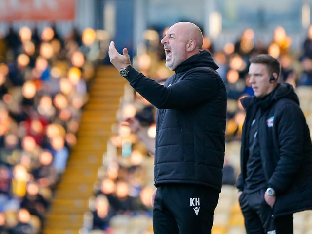 Scunthorpe manager Keith Hill vents out instructions.