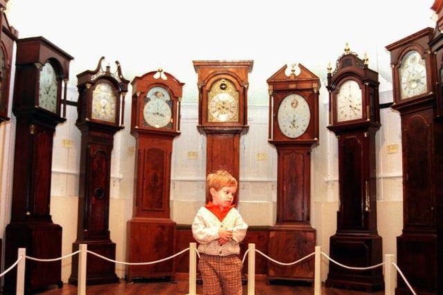 Two year old Matthew Sommefeldt took a trip with his grandparents from Hickelton to Cusworth Hall to see this clock display in 1998.