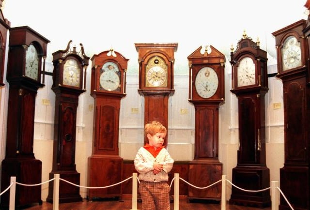 Two year old Matthew Sommefeldt took a trip with his grandparents from Hickelton to Cusworth Hall to see this clock display in 1998.