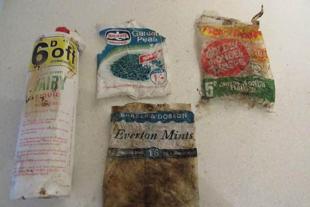 The crisp packet from 1969 and other vintage food wrappers found by volunteer litter pickers in Gleadless Valley, Sheffield (pic: Sheffield Litter Pickers)