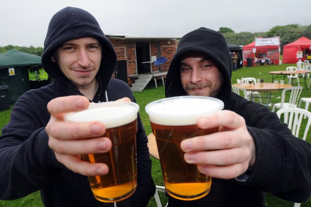 Dan Bolam and Richard Milburn are enjoying the occasion at the Proper Food and Drink Festival at Bents Park in 2014. Were you there as well?