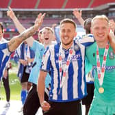 Sheffield Wednesday's Will Vaulks (left) and goalkeeper Cameron Dawson celebrates victory and promotion to the Sky Bet Championship following victory in the Sky Bet League One play-off final at Wembley Stadium, London. Picture date: Monday May 29, 2023. PA Photo. See PA story SOCCER Final. Photo credit should read: Nick Potts/PA Wire.