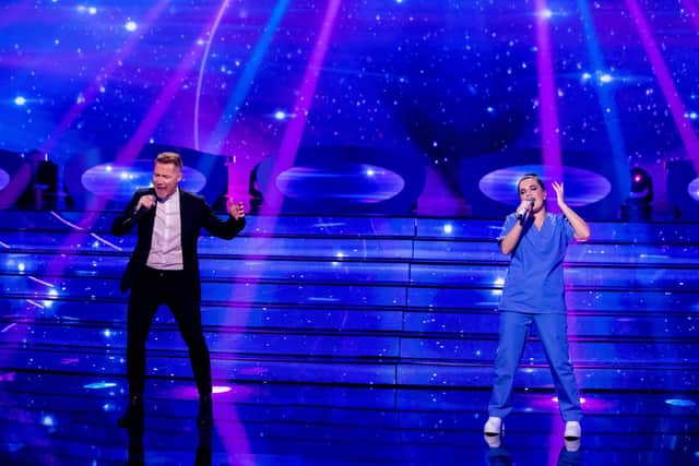 'Junior Doctor' Devon Chapman takes to the stage with Ronan Keating on BBC show I Can See Your Voice (pic: BBC/Thames/Tom Dymond)