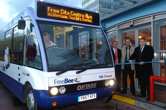 The launch of the original Free Bee bus service in 2007 - it has now been replaced by the Sheffield Connect service, several years after the Free Bee was axed