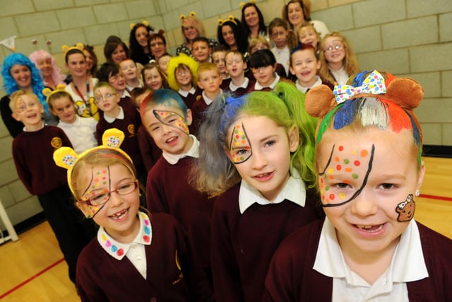 Holy Trinity C of E Primary School held a crazy hair day to raise money for Children in Need in 2012.