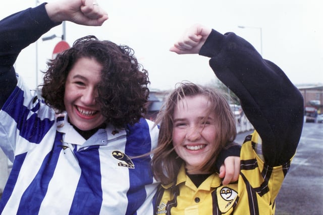 Sheffield Wednesday fans set to go to Wembley for the Sheffield Wednesday v Arsenal Coca-Cola Cup - 18th April 1993 Pictured Carla Kaye and Vicky Subucki
