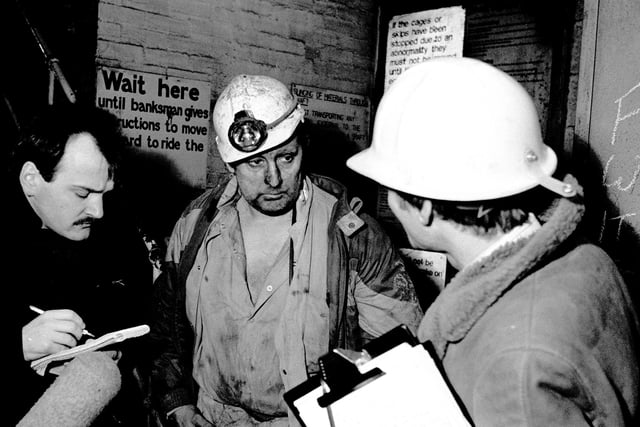 Mansfield Colliery -1988
Miner Robert Gripton chats to the press at the end of his shift
