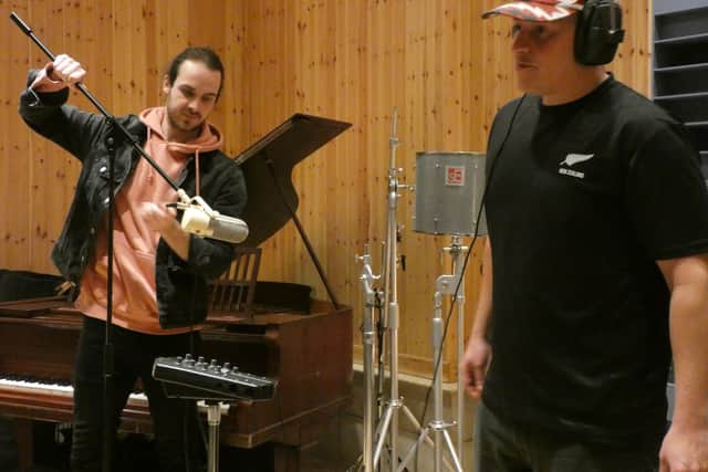 Maxwell with producer Aidan Thompson during the recording of Sailing On Tears.