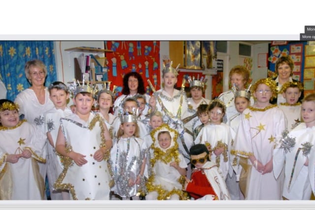 East Hill nativity -  Some of the  East Hill school pupils and staff who took part in the schools nativity play in 2004