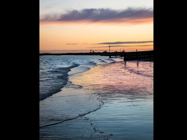 Beautiful sunset skies reflected in the water at Hayling Island taken by Alex Holden instagram.com/alexholden.photographer/