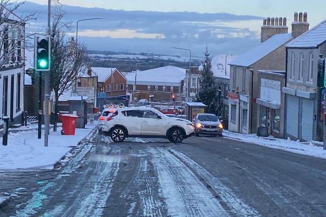 Roads in West Lothian were icy enough for cars to skid dangerously.