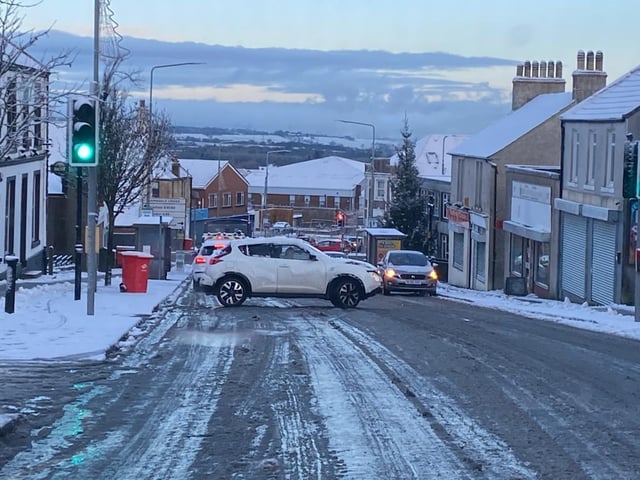 Roads in West Lothian were icy enough for cars to skid dangerously.