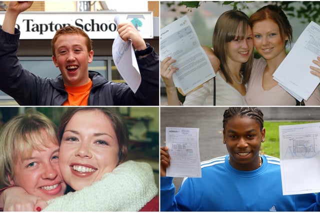Students at schools around Sheffield celebrate after receiving their A level results, in these retro photos.