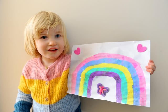 As lockdown began children made rainbow pictures and put them up in windows across the area, to help cheer up their community and spread some happiness - here is one from Erin Woodford (2) from Swanmore.
