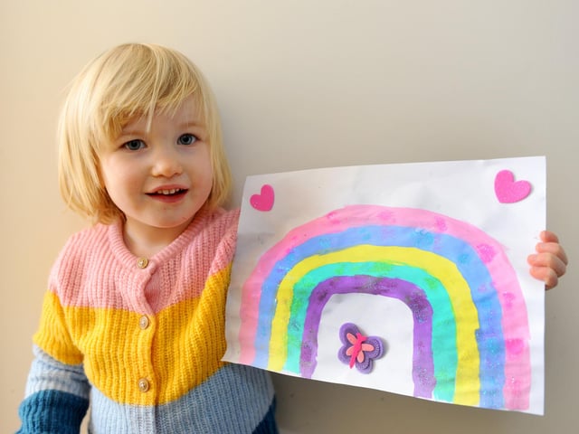 As lockdown began children made rainbow pictures and put them up in windows across the area, to help cheer up their community and spread some happiness - here is one from Erin Woodford (2) from Swanmore.