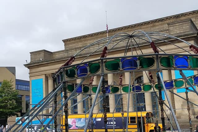 The iconic Spiegeltent is being erected in Sheffield city centre ahead of the Festival of the Mind.