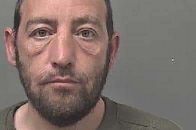 Pictured is Glen Marsh, aged 48, of Greenway Drive, Sheffield, who was sentenced to 22 months of custody after he admitted using threatening behaviour, assaulting an emergency worker and using racially aggravated threatening behaviour as well as possessing a bladed article in public, affray, and criminal damage.