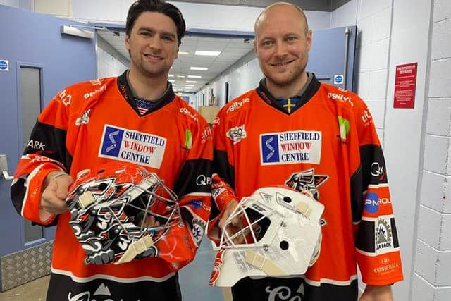 Sheffield Steelers stoppers Matt Greenfield and Oskar Ostlund
