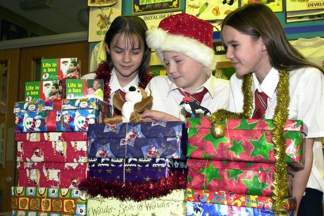 Children at Hungerhill school organised present donations in 2002.